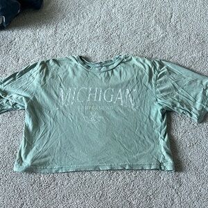 green size xs oversized michigan Crop Top